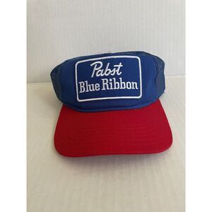 Pabst Blue Ribbon PBR Mesh Trucker Snapback Hat NWT Blue‎ Red Mad Engine